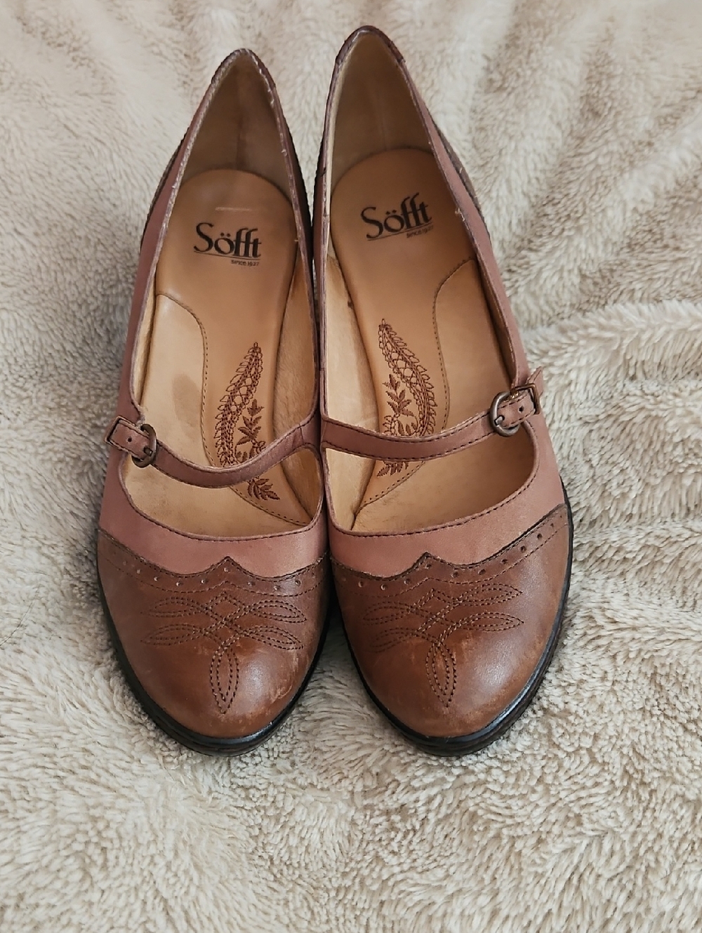 Womens Size 10M Brown Leather Mary Jane Heels